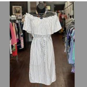 BCBG Max Azria Off The Shoulder Striped Dress